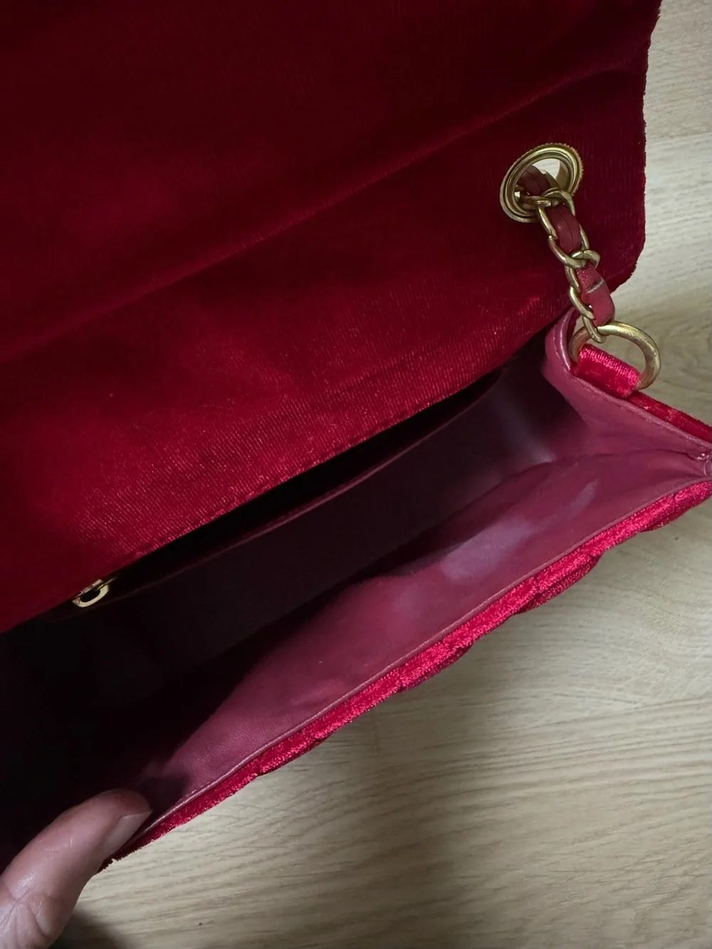Chanel Burgundy Quilted Velvet Crossbody Bag